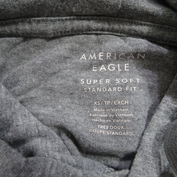 American Eagle Super Soft Standard Fit Pullover Hoodie Shirt Men Size XS Gray Lo - Picture 6 of 12
